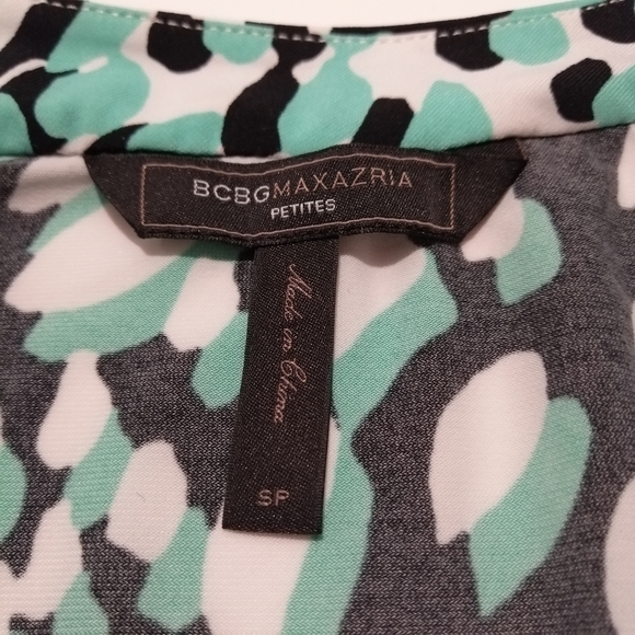 BCBGMaxAzria Womens Long Sleeve Animal Prints Wrap Dress Green Black - Size SP - Picture 6 of 6